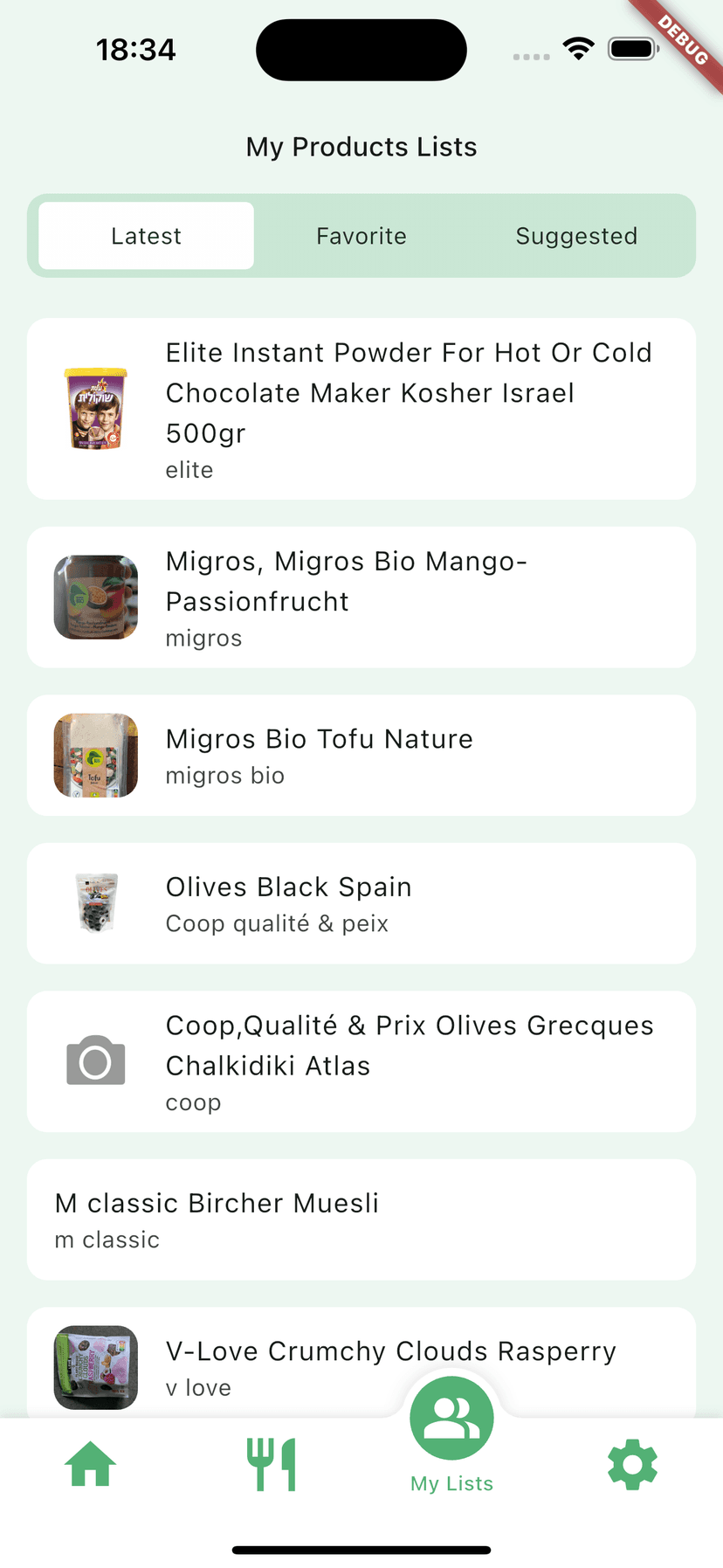 Swiss Kosher Check App Product List